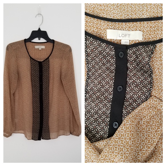 LOFT Tops - LOFT Sheer Print Button Down Blouse